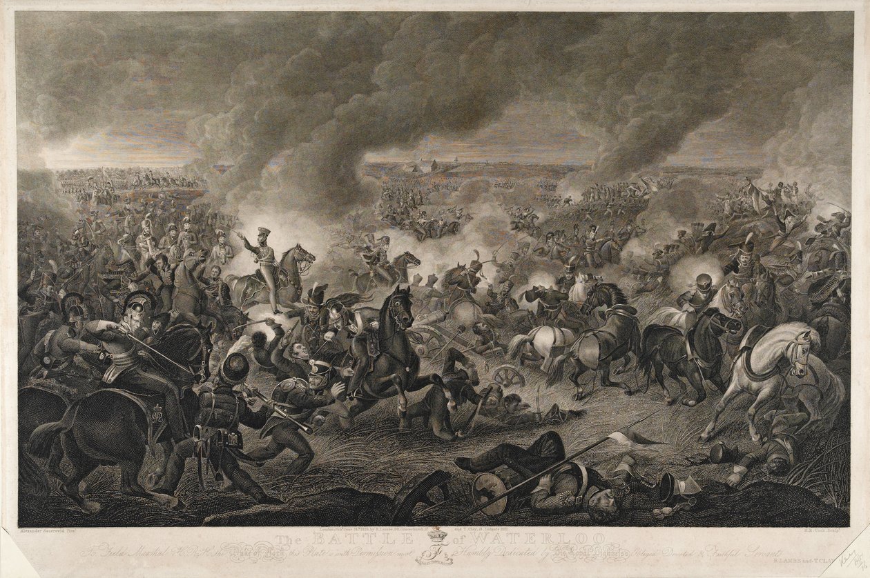 O período é para o fim do dia ..., Battle of Waterloo, 18 de junho de 1815, gravado por HR Cook, publicado por T. Clay e R. Lambe, em junho de 1819 de A. Sauerweld