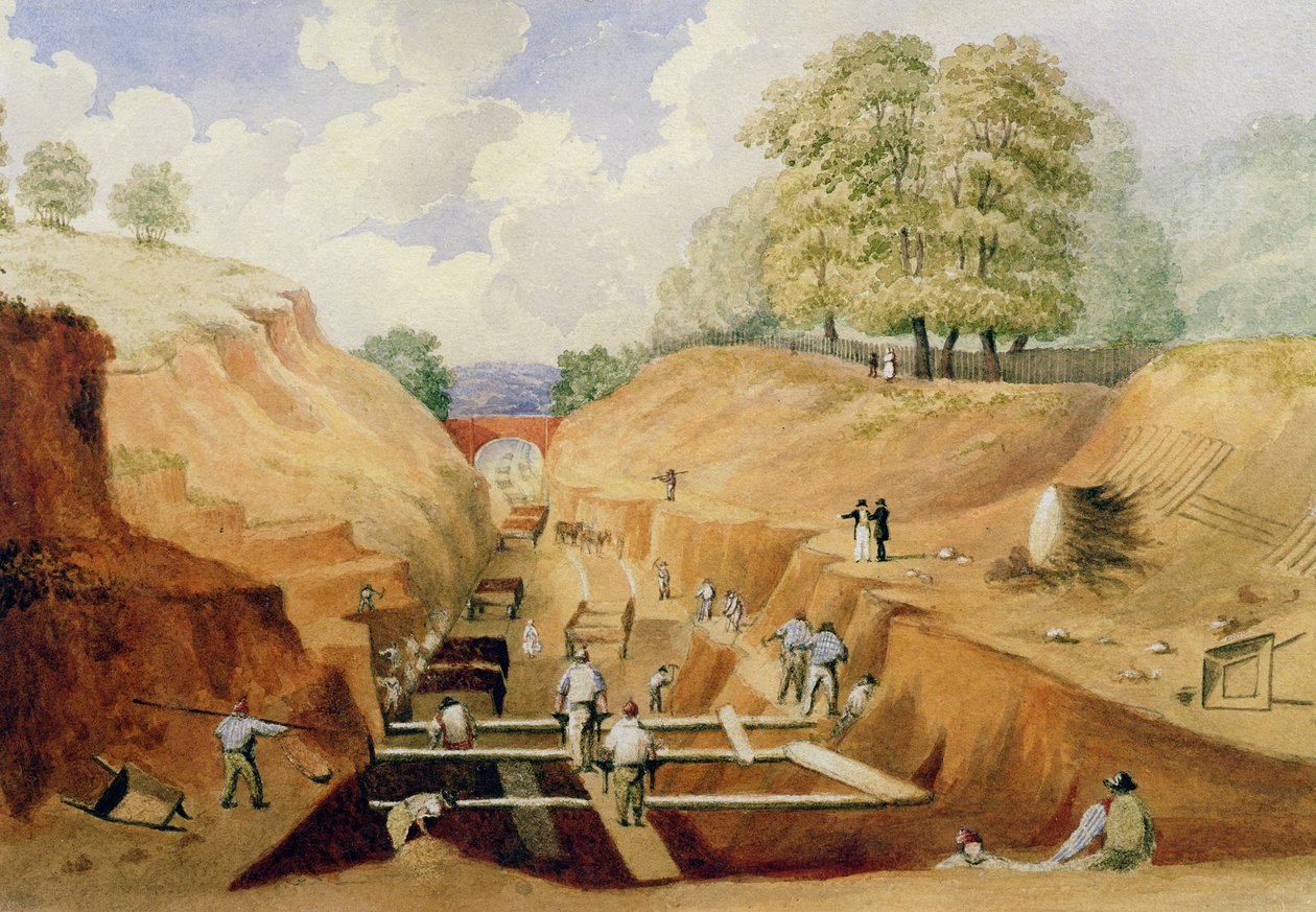 Construindo a Ferrovia de Brighton, 1840 de A. Simpson
