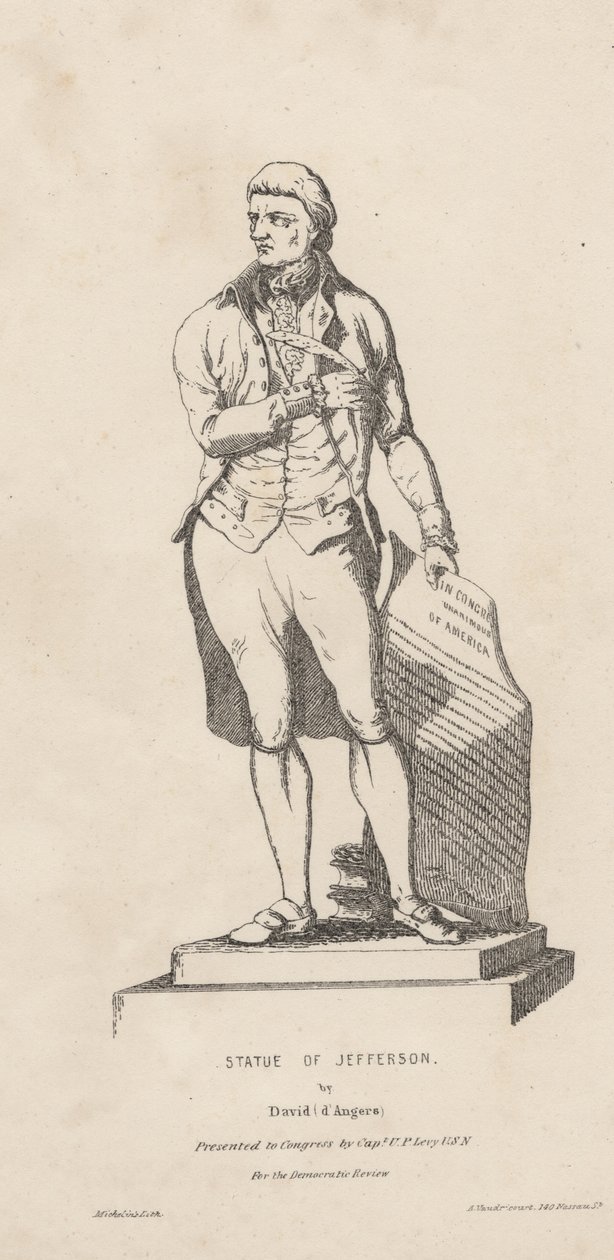 Estátua de Jefferson, litho por David Michelin, 1840 de A. de Vaudricourt