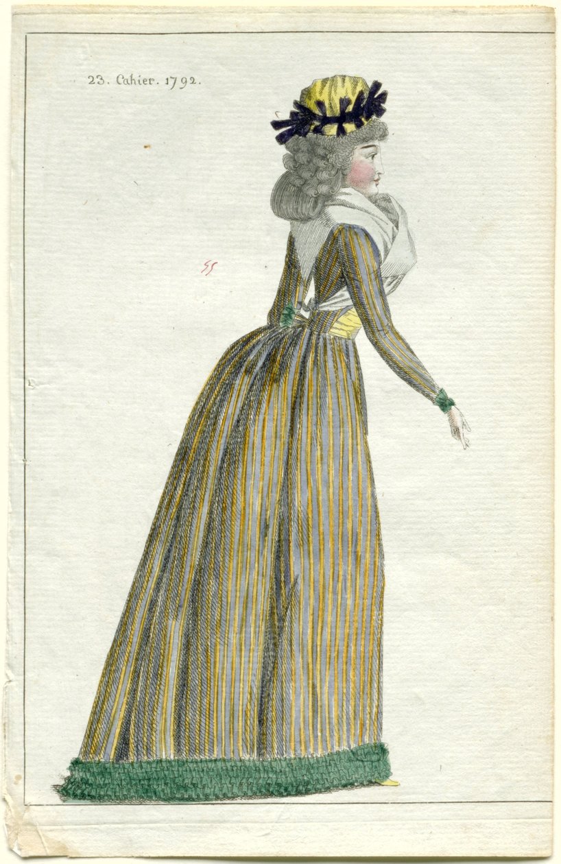 notícias de moda Journal of Fashion and Taste, 10 de outubro de 1792, 23º caderno, pl. 1 de A.B. Duhamel (possibly)