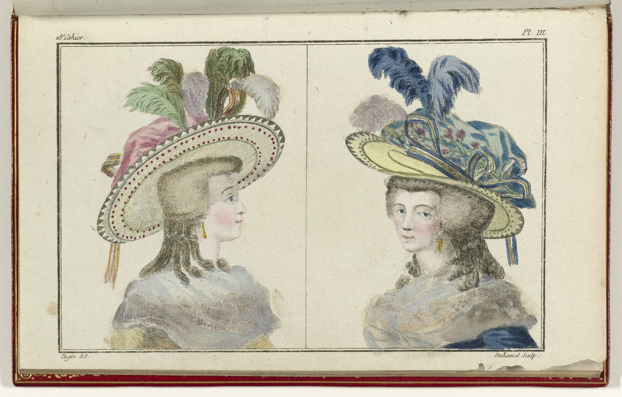 Cabinet des Modes ou New Modes, 1 de agosto de 1786, pl. III de A.B. Duhamel