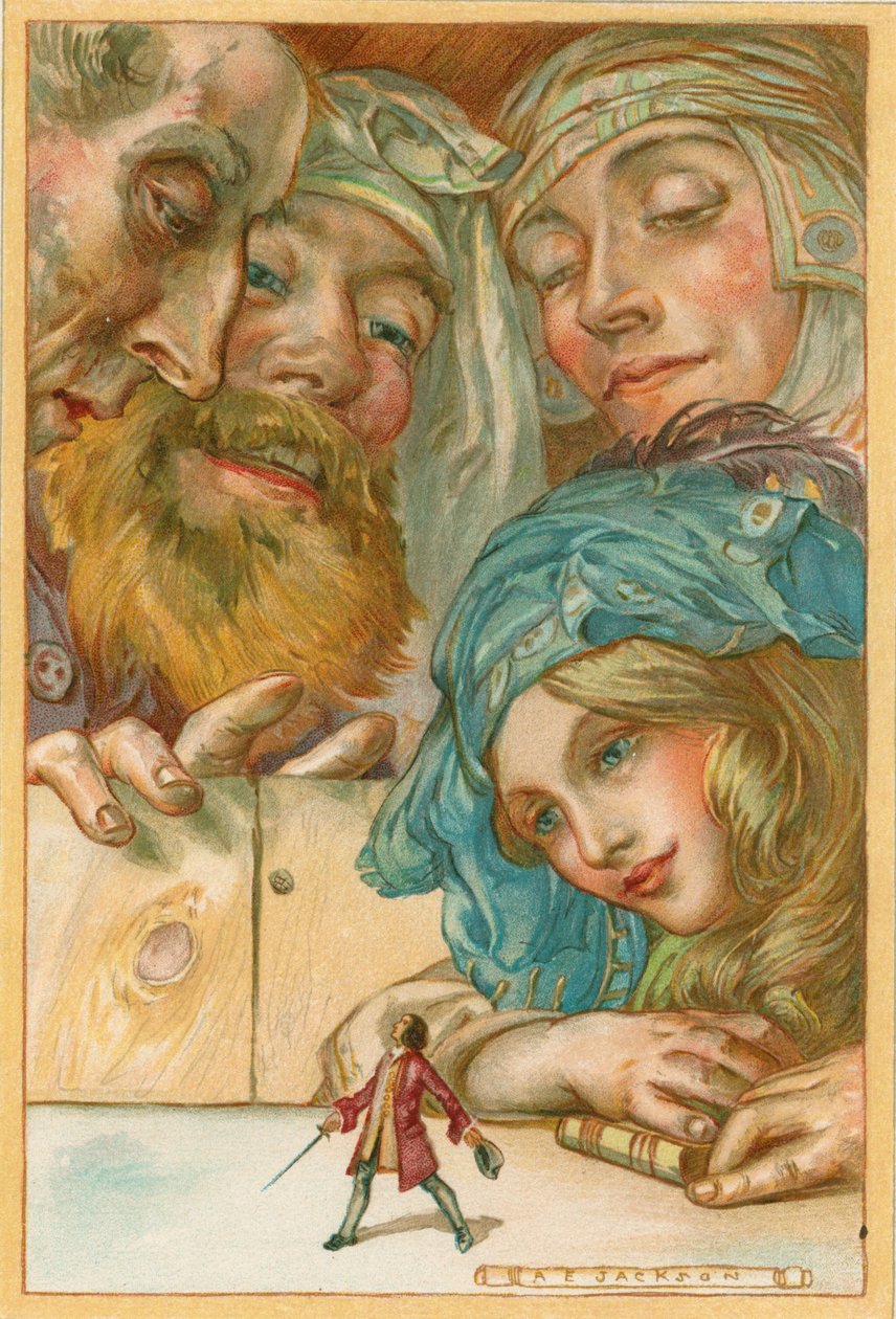 Cena das Viagens de Gulliver de Jonathan Swift, 1911 de AE Jackson