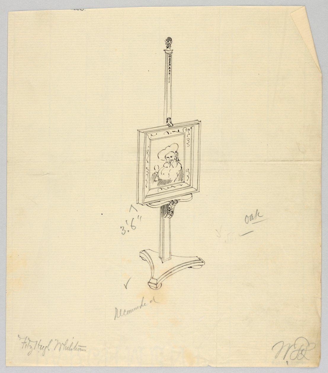 Design para cavalete de pintura de carvalho de A.N. Davenport Co.