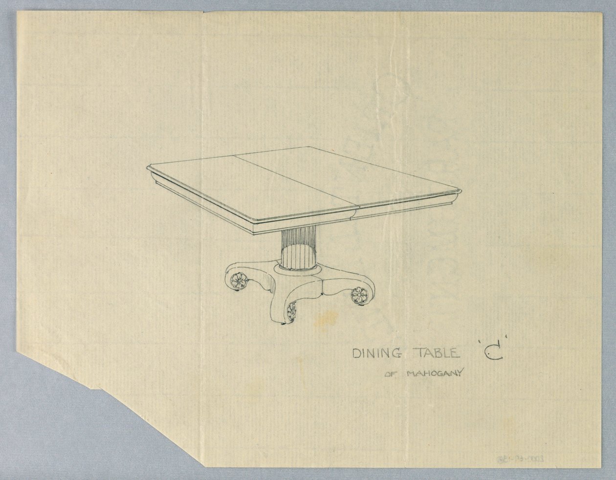 Projeto para mesa de jantar "C" de mogno de A.N. Davenport Co.