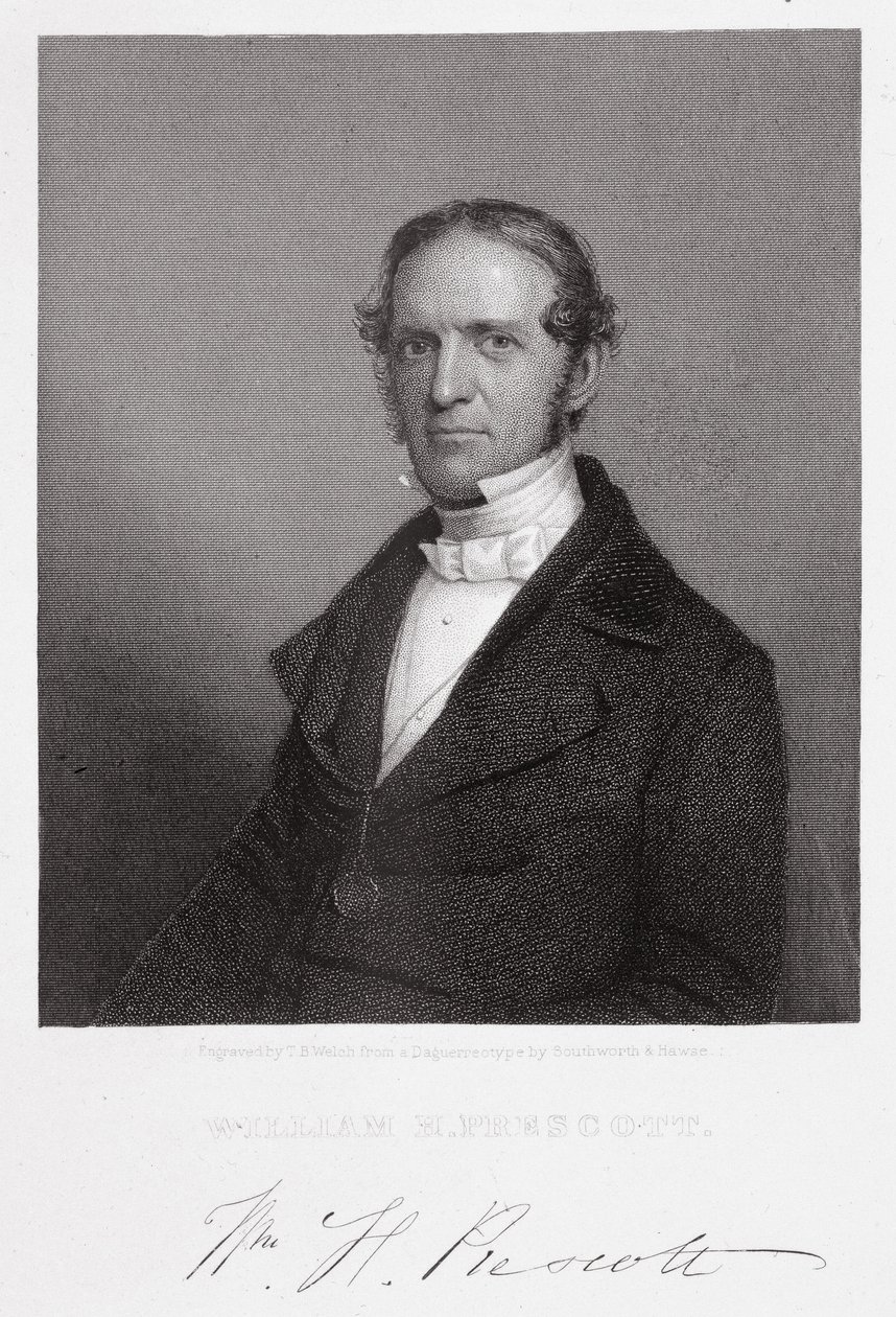 William Hickling Prescott, gravado por Thomas B. Welch (1814-74) depois de um daguerreótipo de A.S. and Hawes, J. Southworth