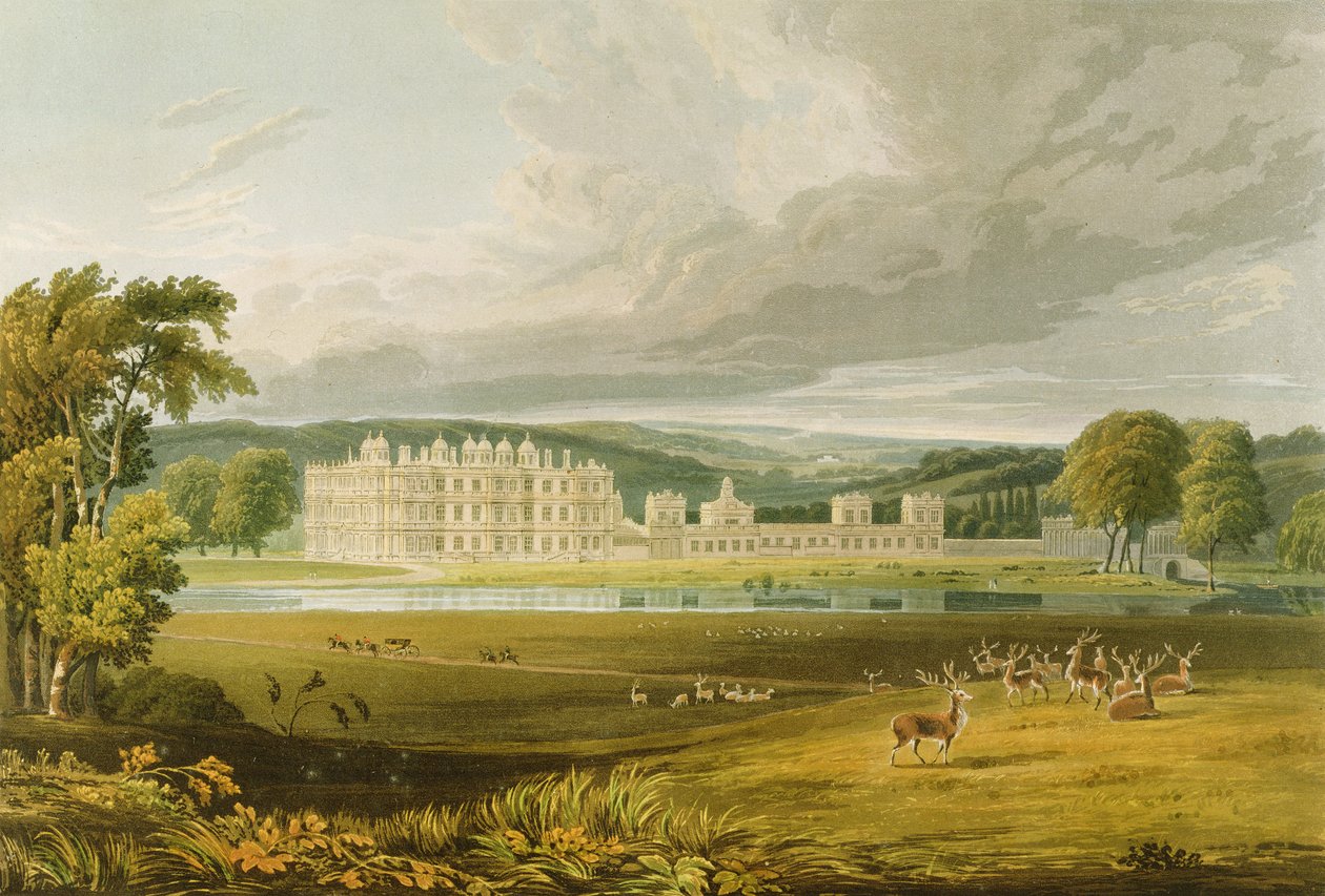 Longleat, Wiltshire, a sede do Marquês de Bath, depois de um esboço de Frederick MacKenzie, gravado por Robert Havell (1769-1832) 1816 de A.V. Copley Fielding