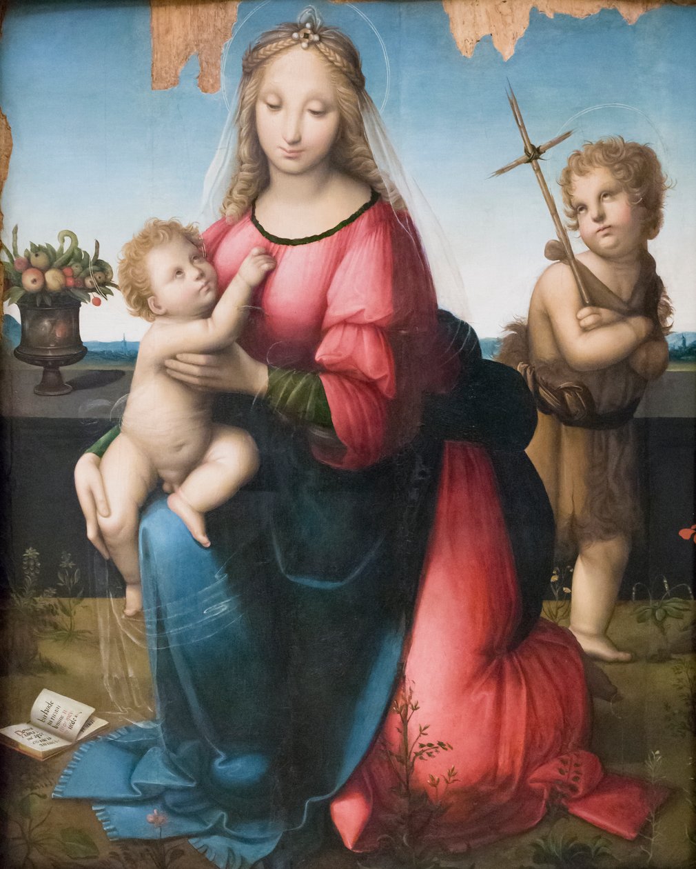 Madonna e Criança com o Jovem São João, Andrea Piccinelli conhecida como il Brescianino (óleo sobre painel) de A. (1485 c.1525) Piccinelli