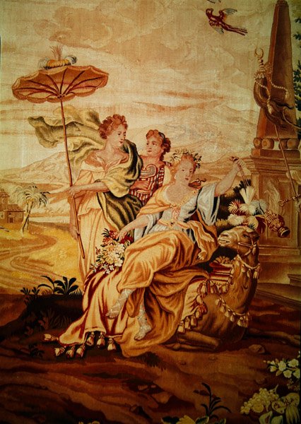 Ásia, de uma tapeçaria dos quatro cantos do mundo, detalhe de um grupo de figuras no centro do camelo (detalhe de 194760) de A. Baertams