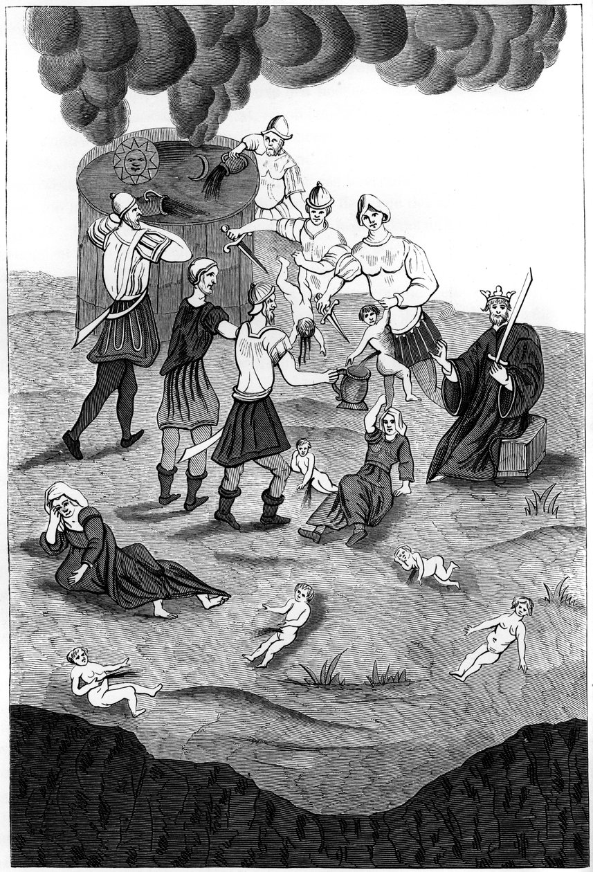 Judeus tirando o sangue de crianças cristãs por seus ritos místicos, 1849 de A. Bisson