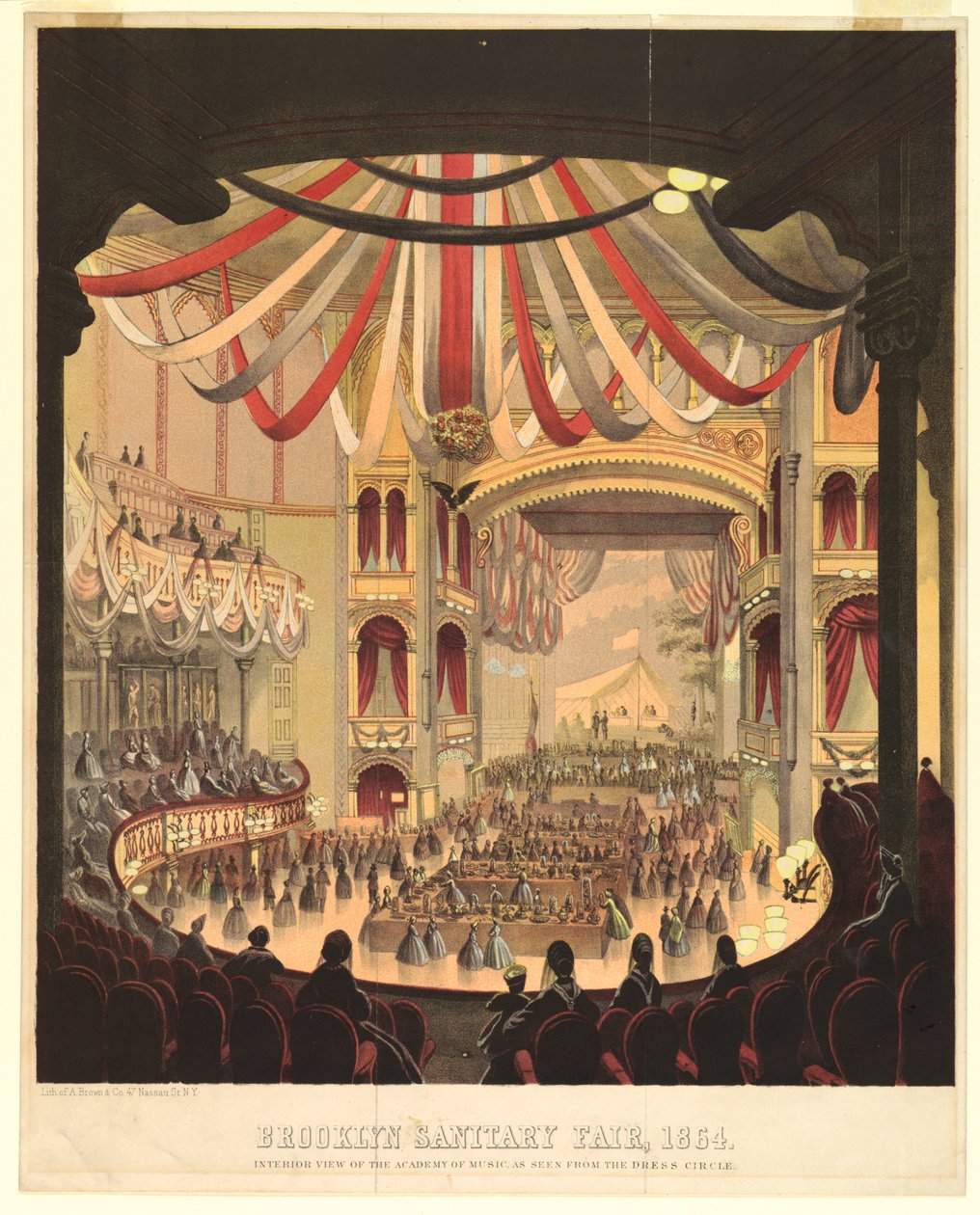 Vista interior da Academia de Música vista do Dress Circle de A. Brown and Company