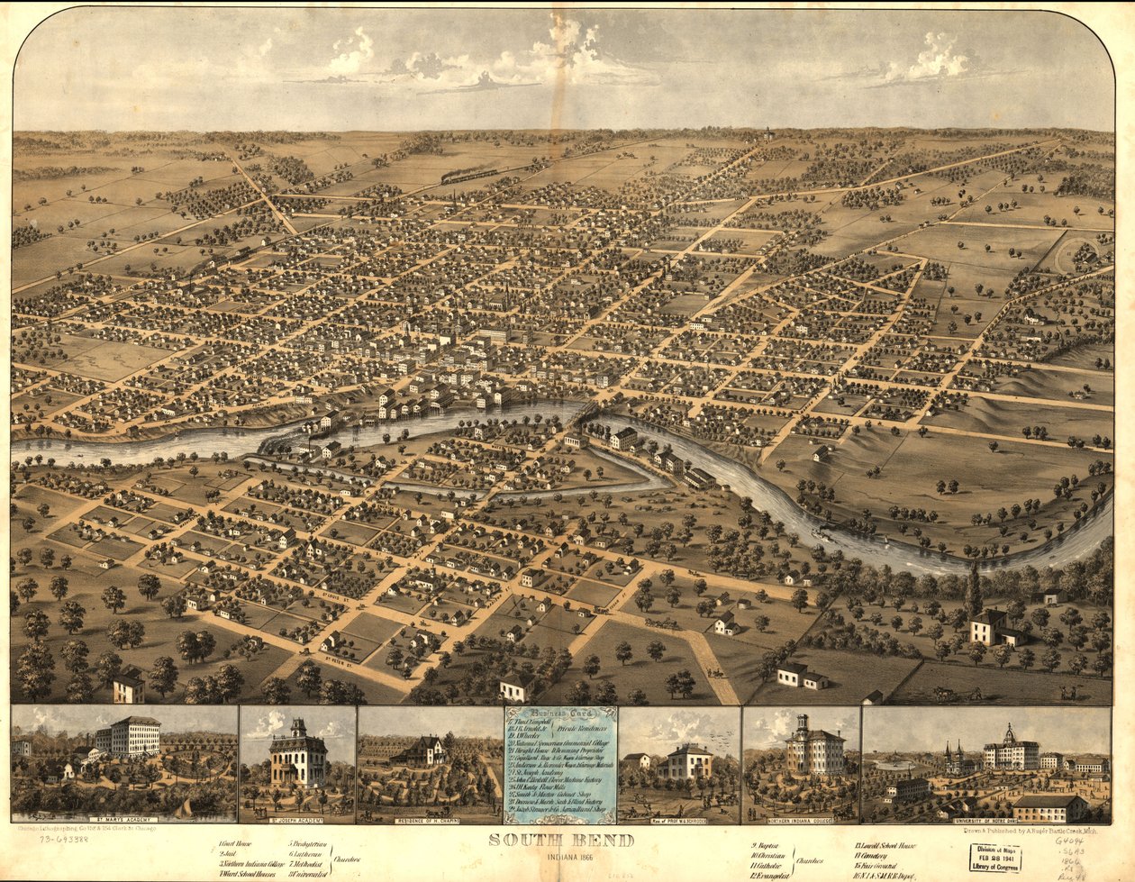 	South Bend, Indiana 1866. de A.; Chicago Lithographing Co. Ruger