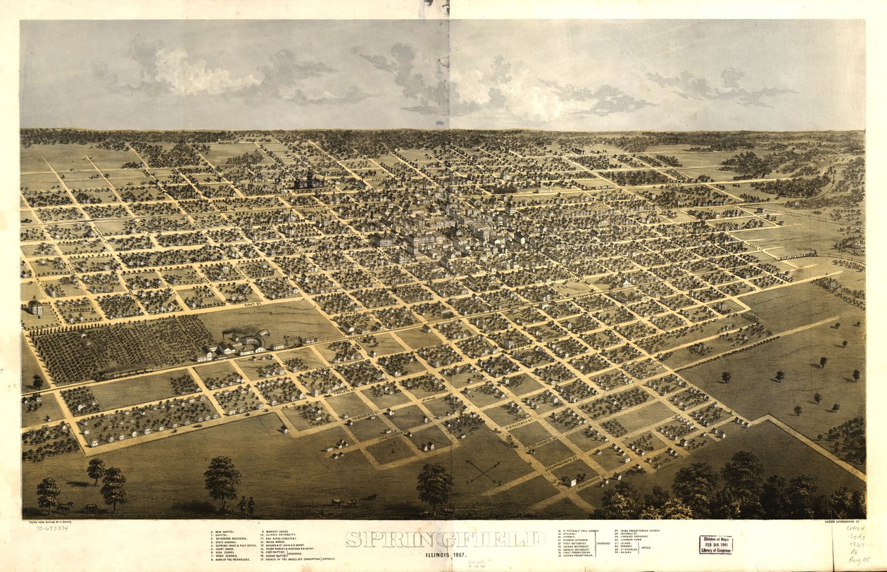Springfield, Illinois 1867. de A.; Chicago Lithographing Co. Ruger