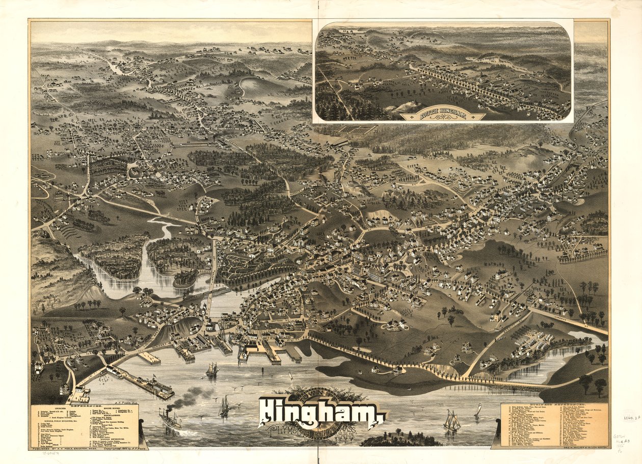 Cidade de Hingham, Plymouth County, Mass. 1885. de A. F.; Geo. H. Walker and Co. Poole