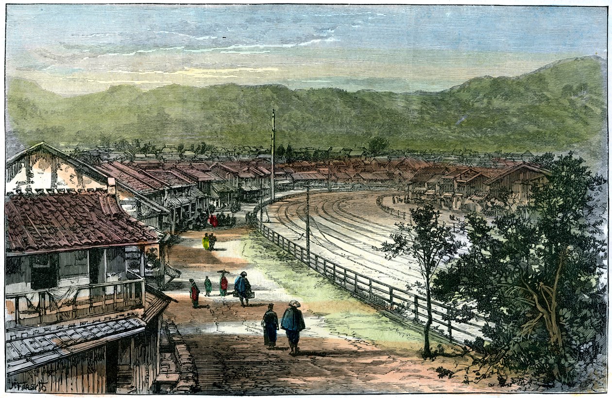 Linha ferroviária perto de Kobe, Japão, 1891 de A. Forsyth