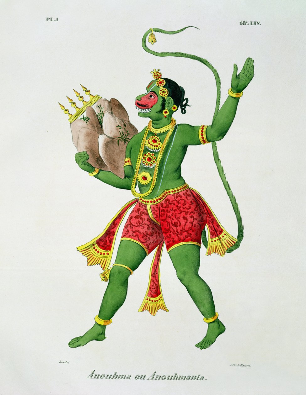 Hanuman, gravado por de Racinet de A. Geringer