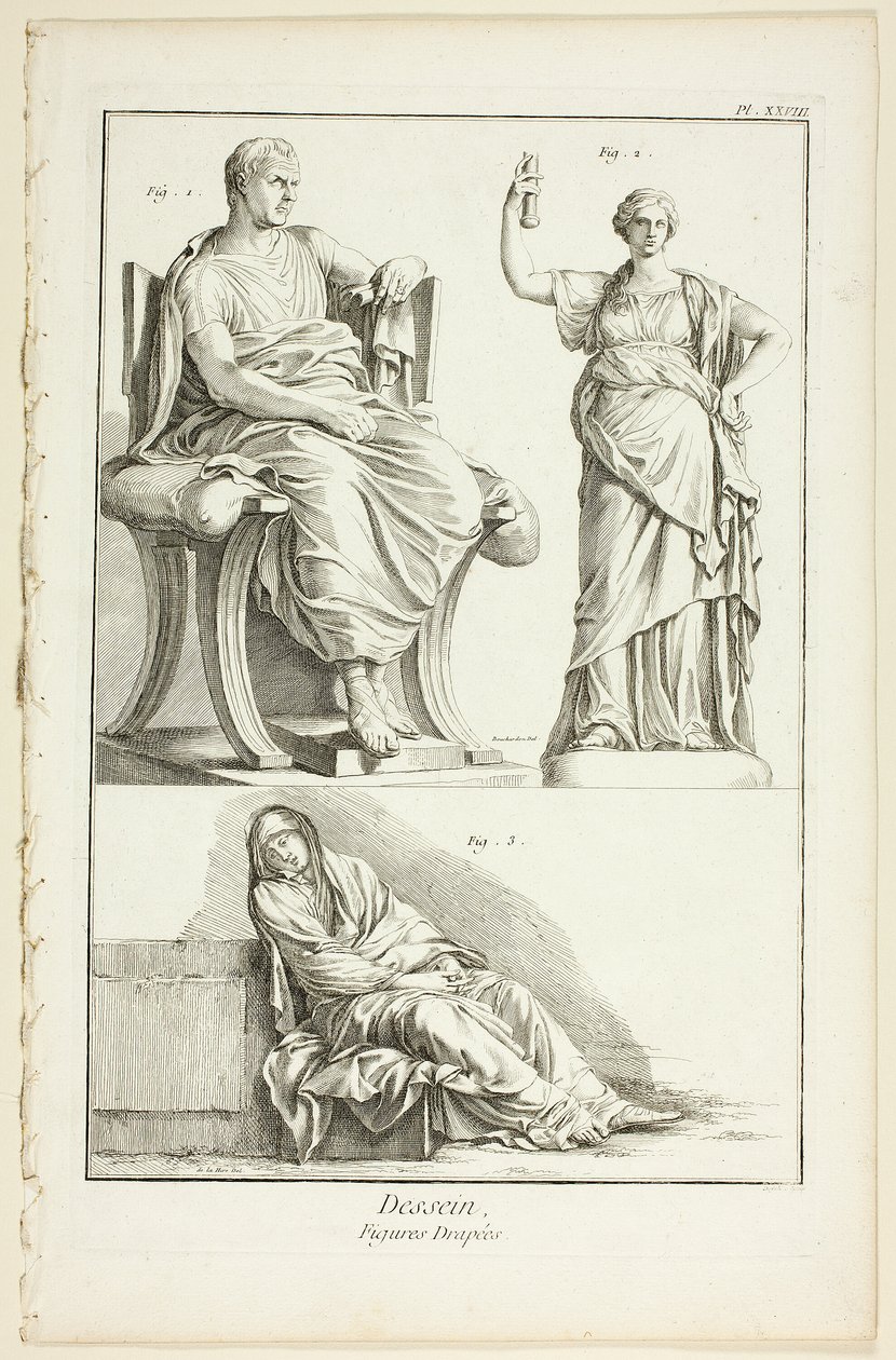 Desenho: Figuras drapeadas, de Encyclopédie de A. J. Defehrt