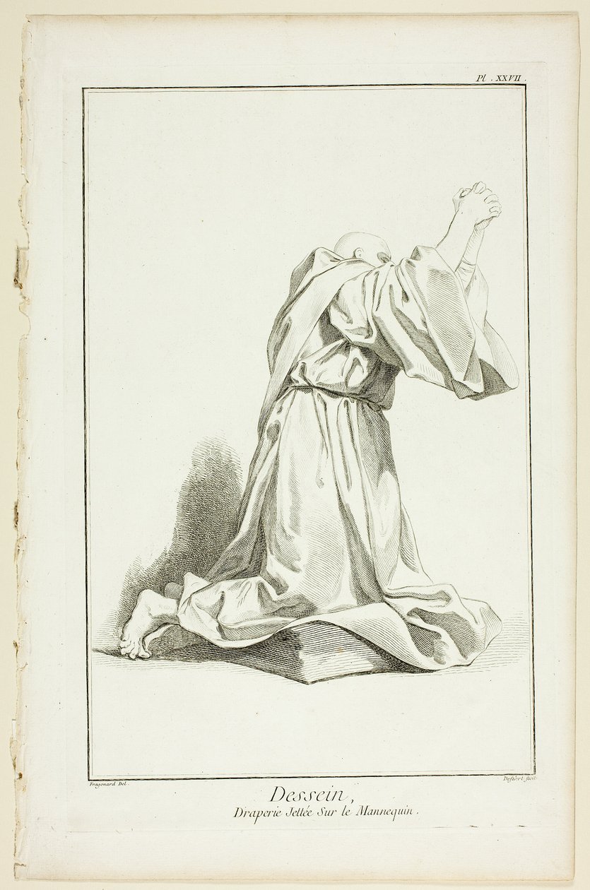 Desenho: Drapery Arranged On a Model, de Encyclopédie de A. J. Defehrt