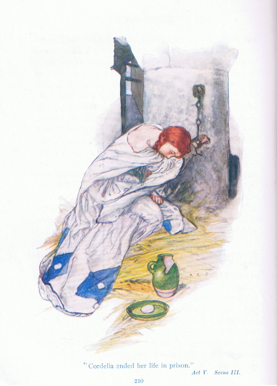 Cordelia terminou sua vida na prisão (King Lear), de Tales from Shakespeare pub. por Ward Lock & Co Ltd de A. Jackson