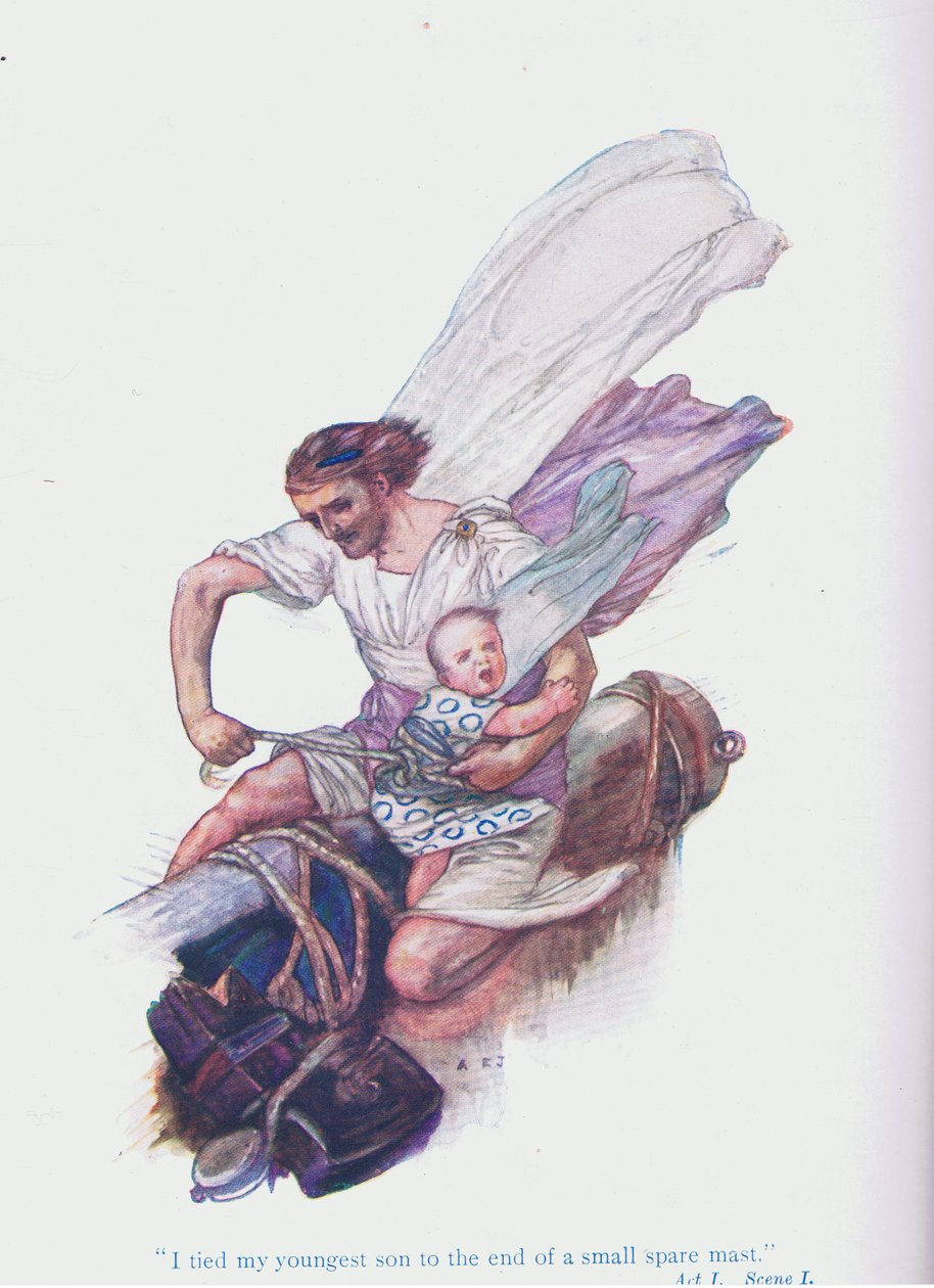 Eu amarrei meu filho mais novo ao final de um pequeno mastro de reserva (The Comedy of Errors), de Tales from Shakespeare pub. por Ward Lock & Co Ltd de A. Jackson