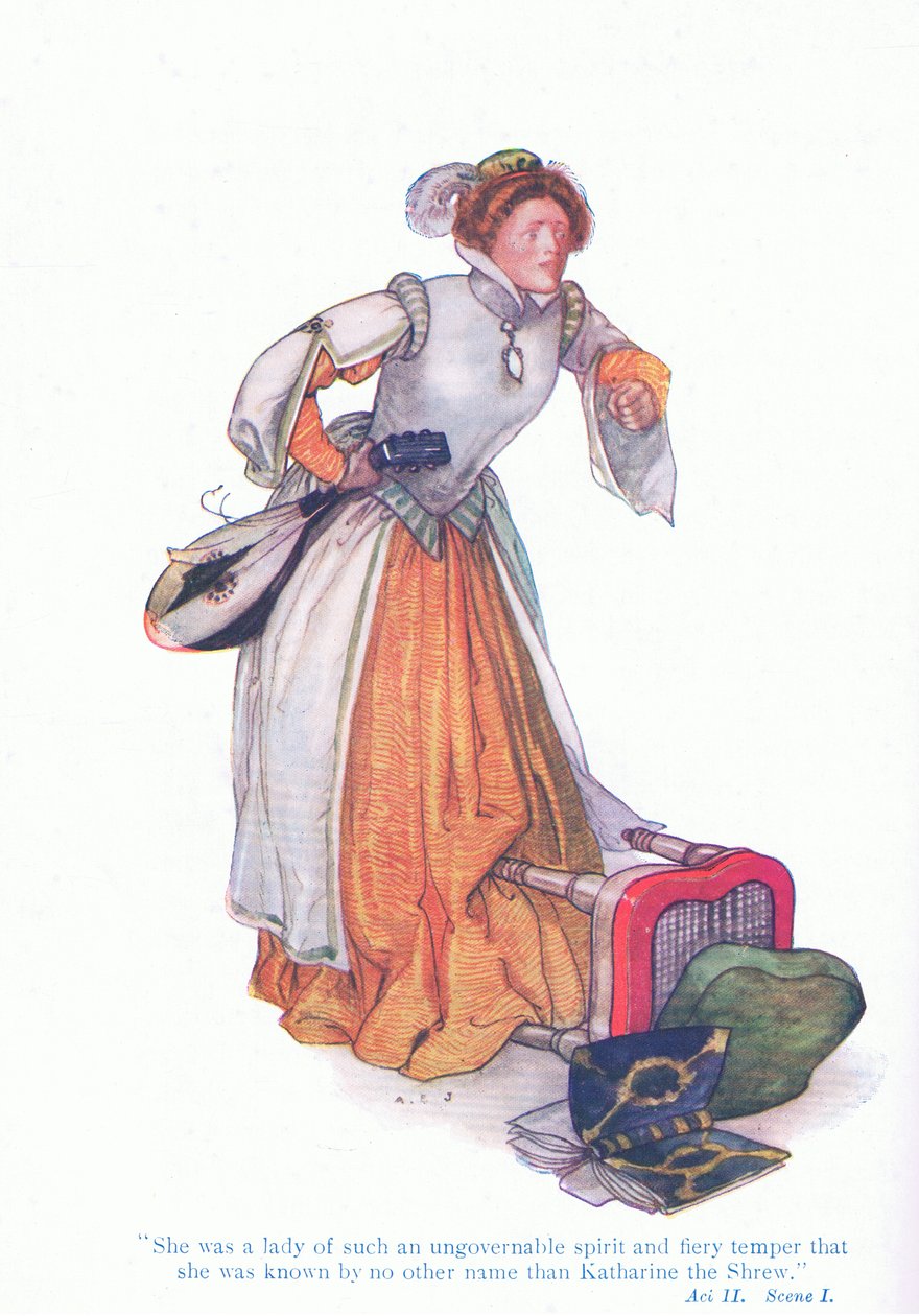 Katherine era uma dama de espírito ingovernável e temperamento ardente (The Taming of the Shrew) , de Tales from Shakespeare pub. por Ward Lock & Co Ltd de A. Jackson
