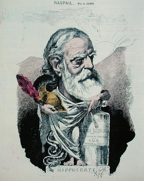 Caricatura de François Vincent Raspail (1794-1878) c.1870 (gravura colorida) de A. Jann
