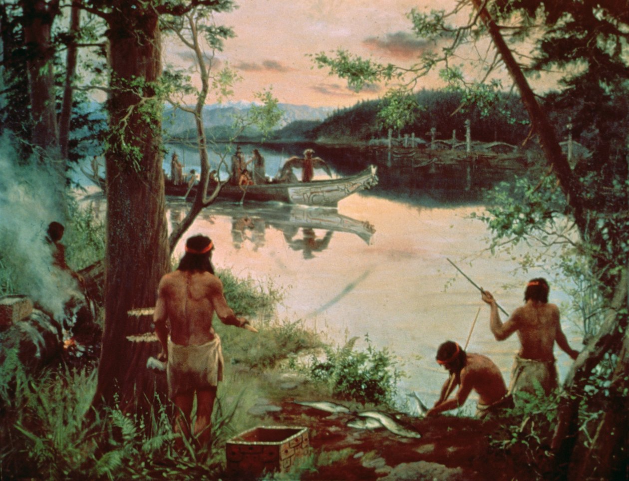 Pesca de Salmão (óleo sobre tela) de A Jansson