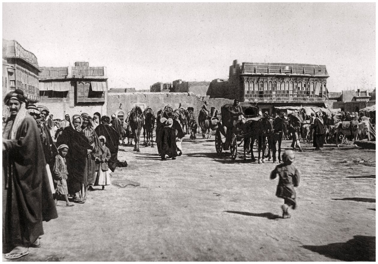 Praça do bazar em Basra, Iraque, 1925 de A. Kerim