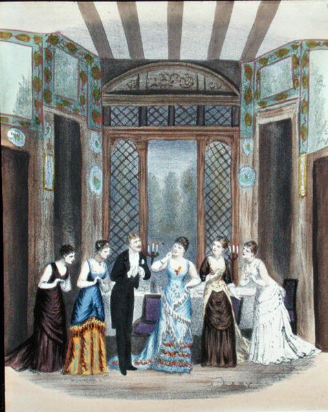 Cena de uma opereta, c.1870-80 (cor litho) de A. Lamy