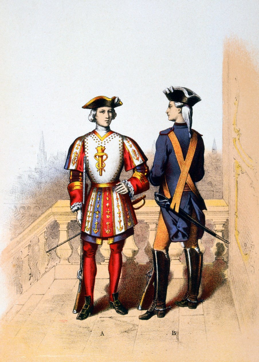 Guarda real do rei e cavaleiro, século 1887 de A. Lemercier