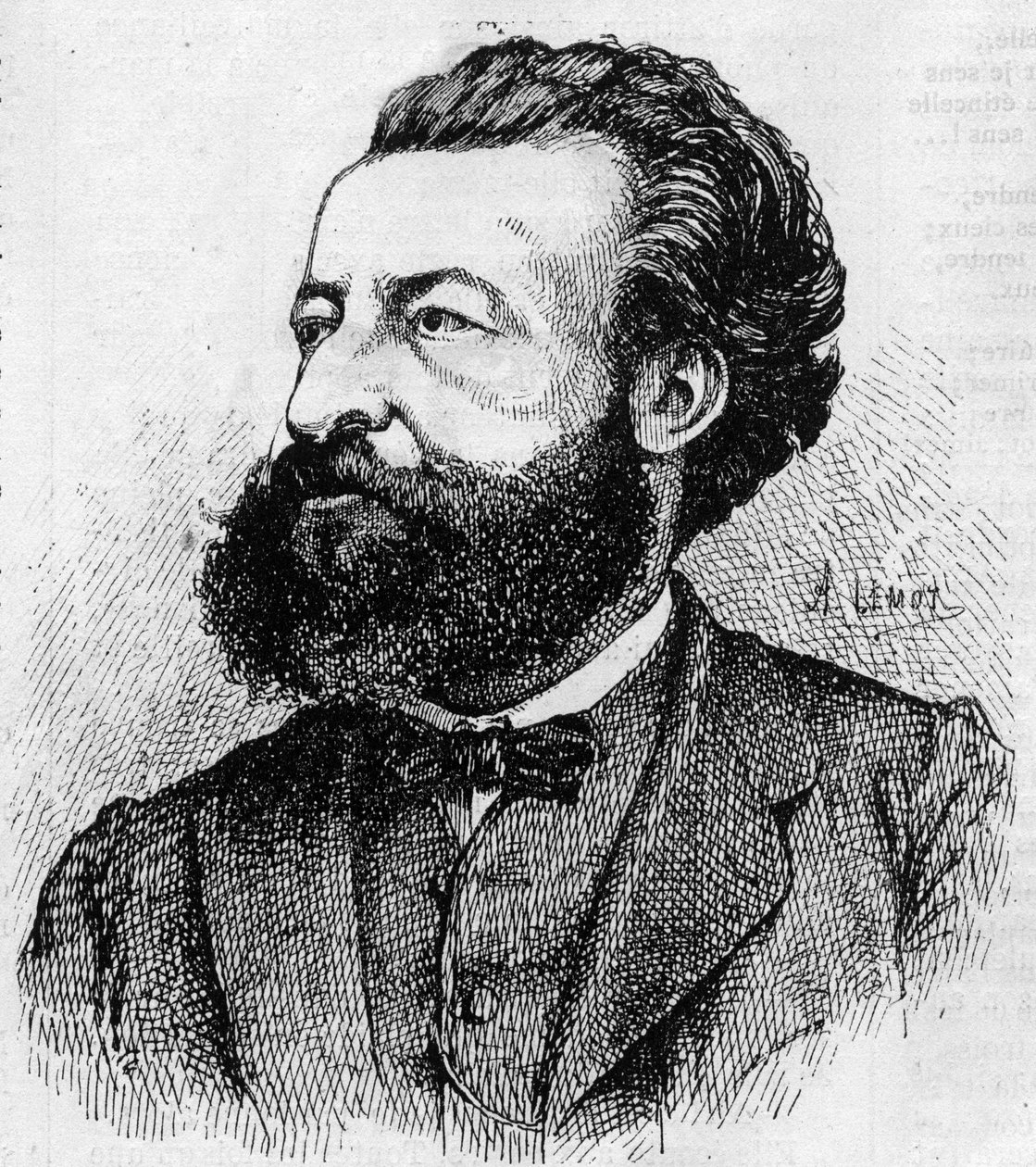 Retrato de Ulrich de Fonvielle (1833-1911), jornalista e literato francês - Gravura de Lemot de 1870 de A Lemot