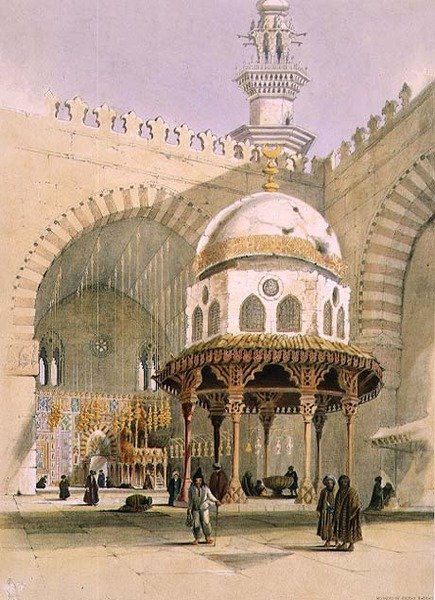A Mesquita do Sultão Hassan, Cairo, pub. 1846 (litho) de A. Margaretta Burr
