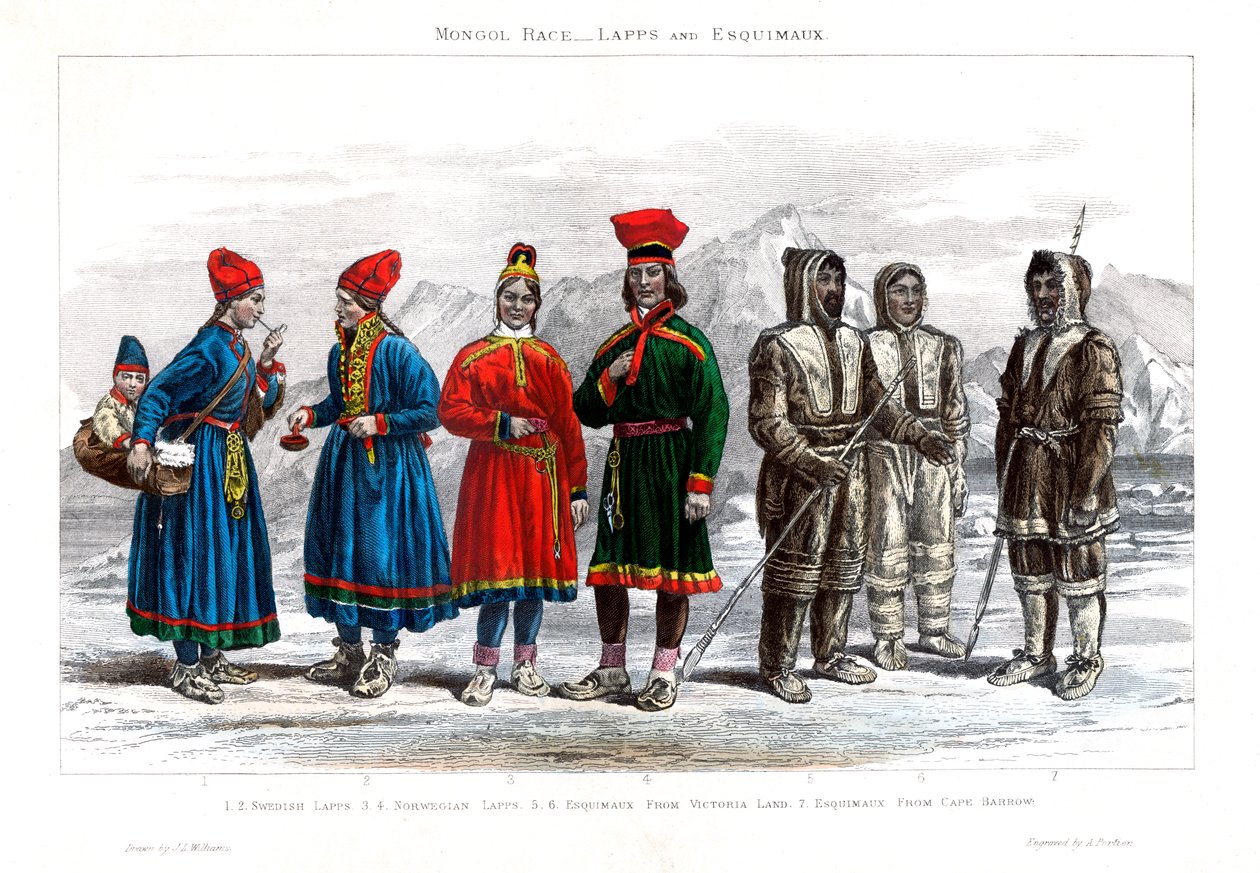 Raça mongol, Lapps e Esquimaux, 1800-1900. de A. Portier