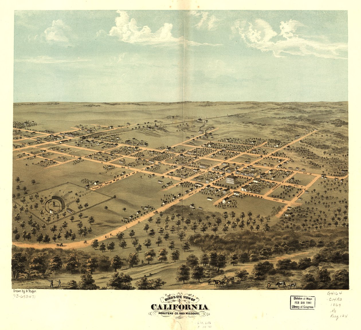 Vista aérea da Califórnia, Moniteau Co., Missouri 1869. LOC 73693471 de A. Ruger