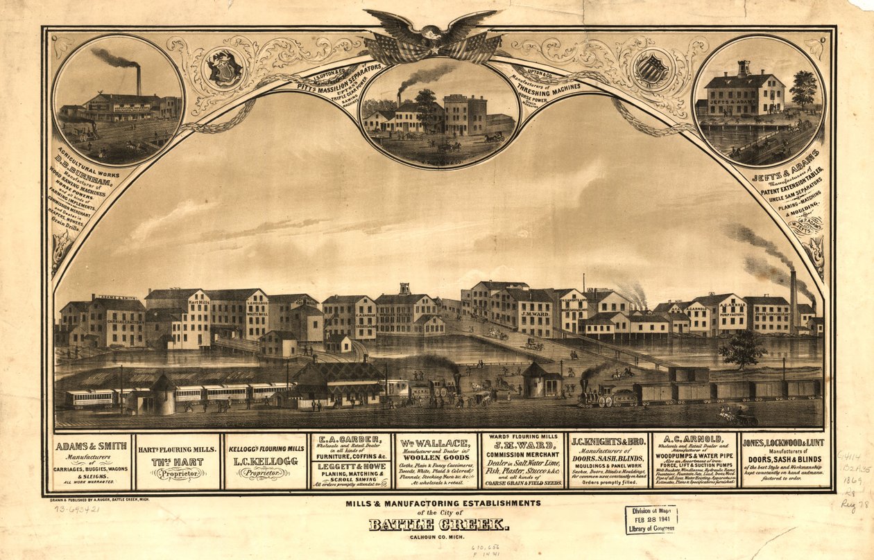 Moinhos e estabelecimentos de fabrico da cidade de Battle Creek, Calhoun Co., Mich. LOC 73693421 de A. Ruger