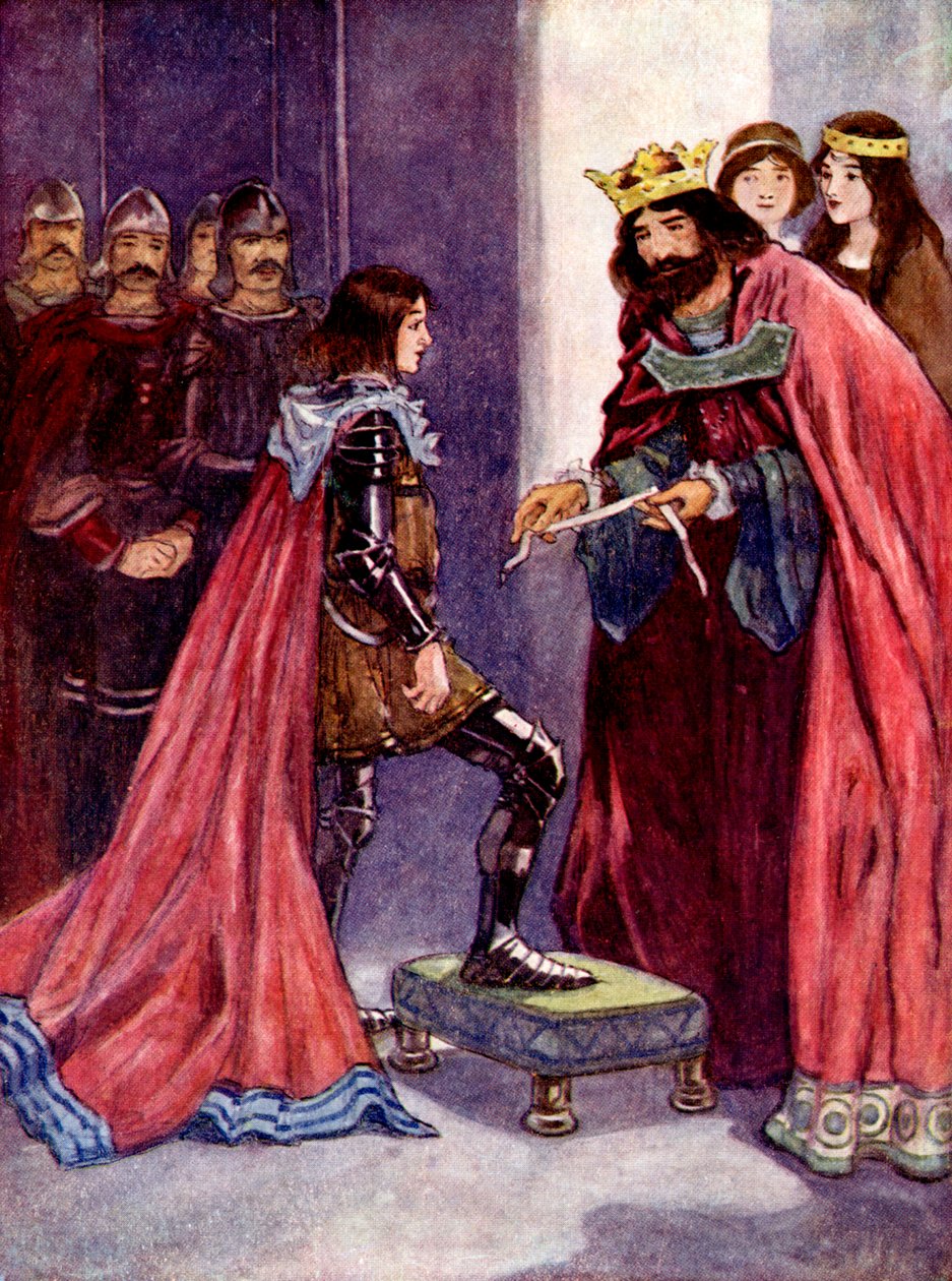 O rei fez do príncipe negro um cavaleiro da ordem da liga, 1348, 1905 de A. S. Forrest