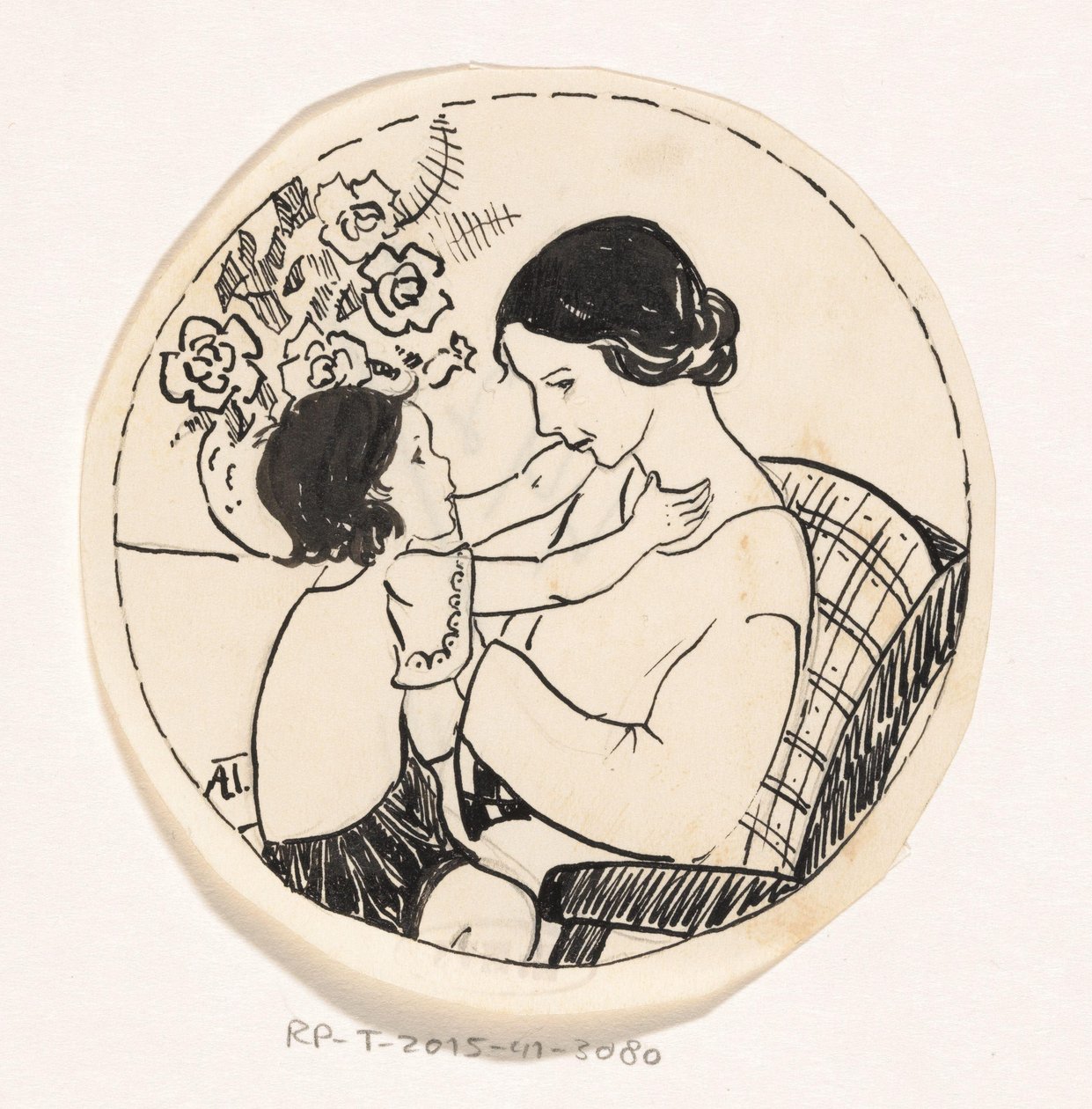 menina no colo da mãe de A. Tinbergen (signed by artist)