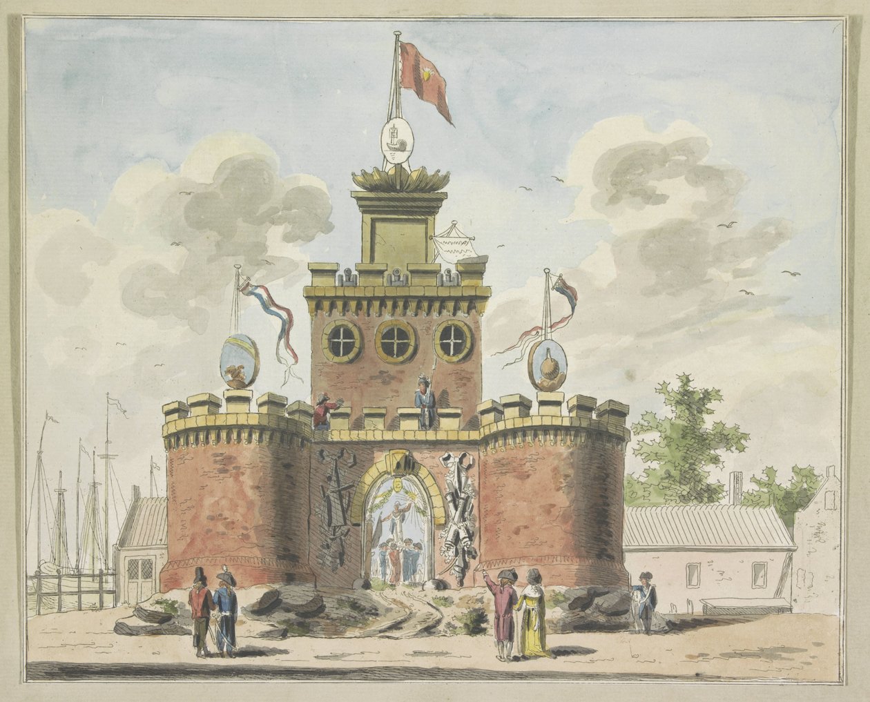 Armamento Geral, decoração na Kadijksplein, 1795
Dez pratos das decorações na celebração da Aliança em Amesterdão em 1795 (título da série) de A. Verkerk