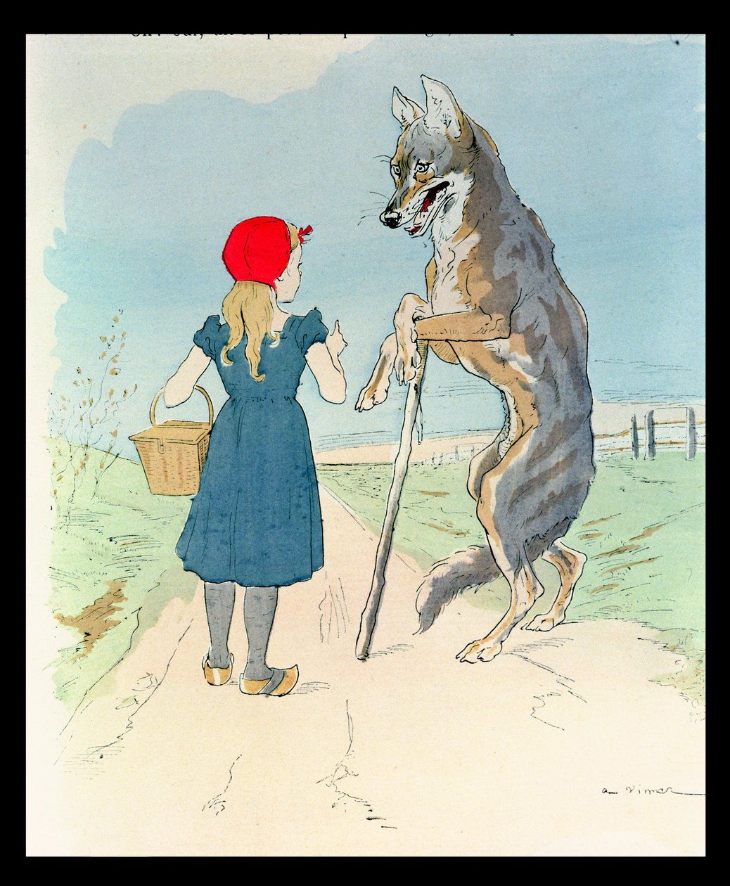 Ilustração para &39;Chapeuzinho Vermelho&39; por Charles Perrault (1628-1703) (gravura a cores) de A. Vimar
