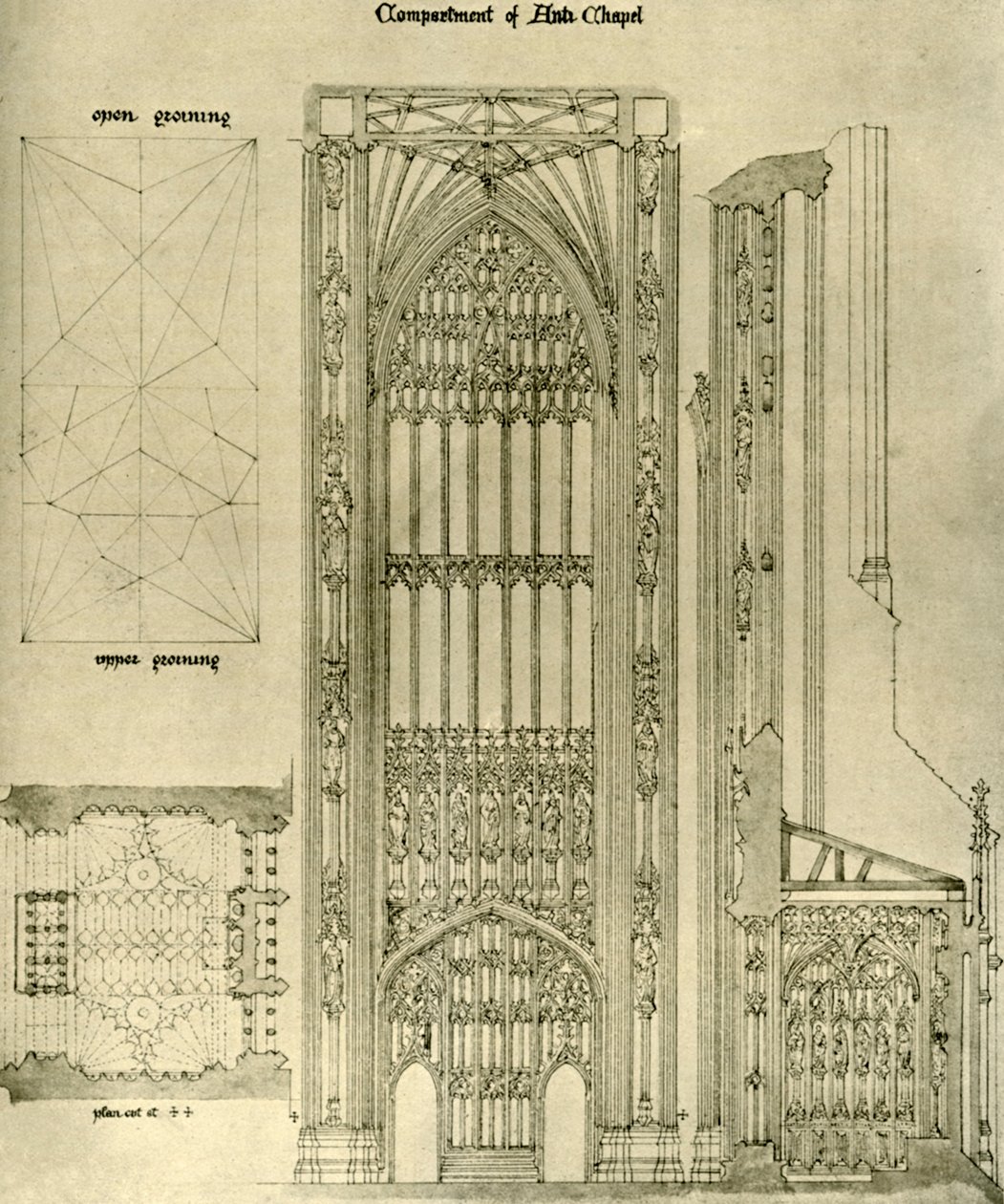 Desenho arquitetônico: compartimento da Anti Capela, 1833-1834, 1906. de A. W. N. Pugin