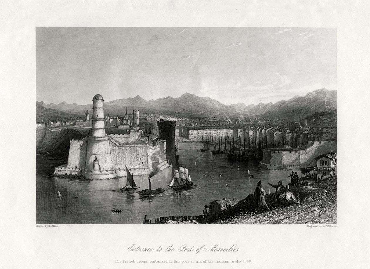 Entrada para o porto de Marselha, França, 1875 de A. Willmore