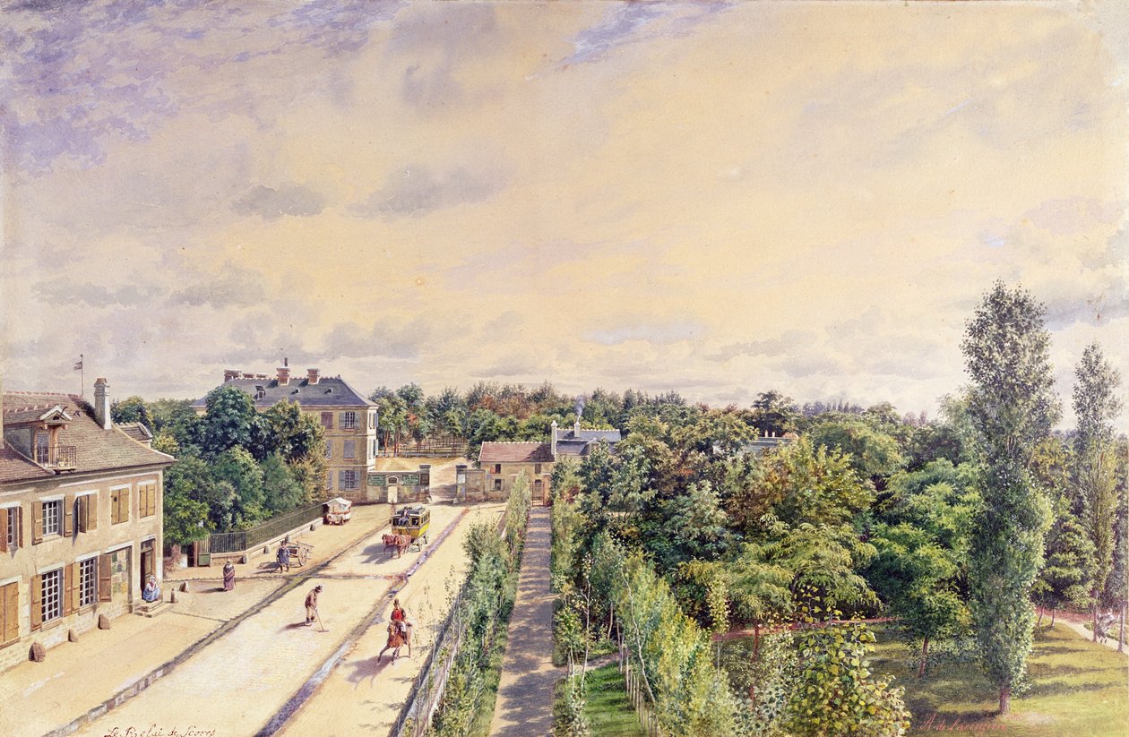 A casa de hóspedes em Sevres, c.1840 de A. de Lareuziere