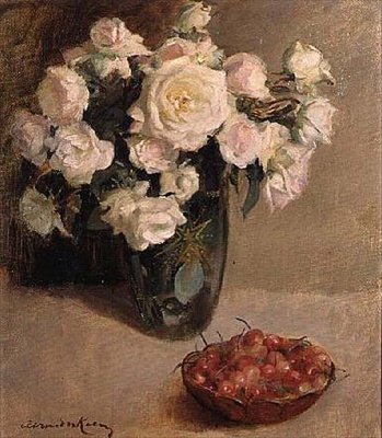 Natureza Morta de Rosas e Cerejas de A. van der Kelen