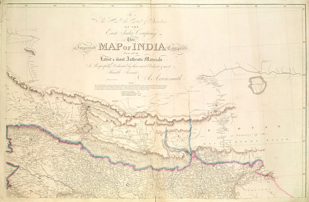 Mapa da Índia, 1822 de Aaron Arrowsmith
