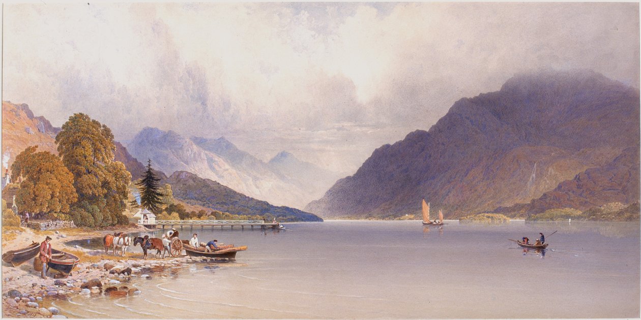 O cais em Luss, Loch Lomond (bodycolour) de Aaron Edwin Penley