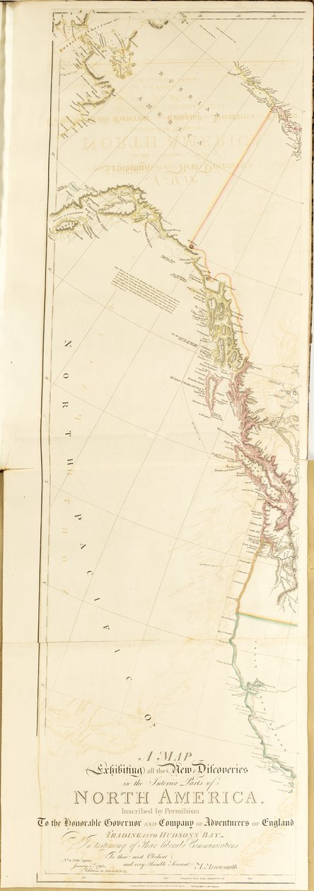 Um mapa que mostra todas as novas descobertas nas partes interiores da América do Norte de Aaron Arrowsmith