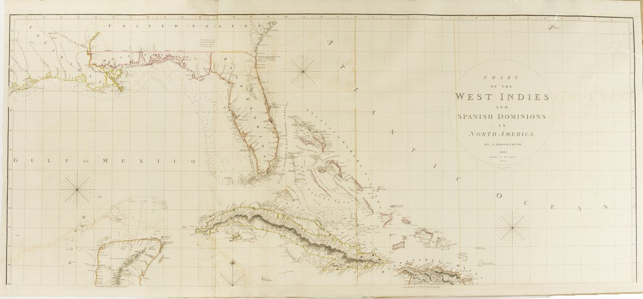 Carta das Índias Ocidentais e dos domínios espanhóis na América do Norte de Aaron Arrowsmith