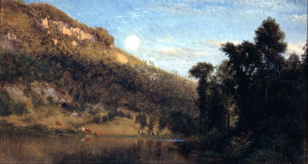 Berkshire Foothills, Full Moon Over Meadowbrook de Aaron Draper Shattuck