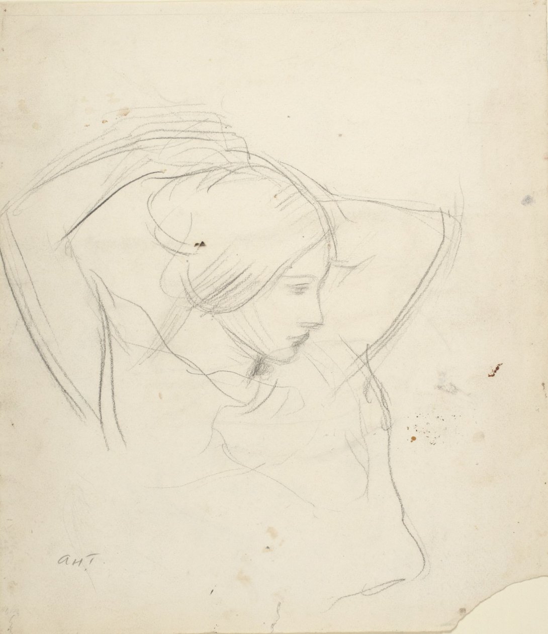 Rapariga a arranjar o cabelo de Abbott Handerson Thayer