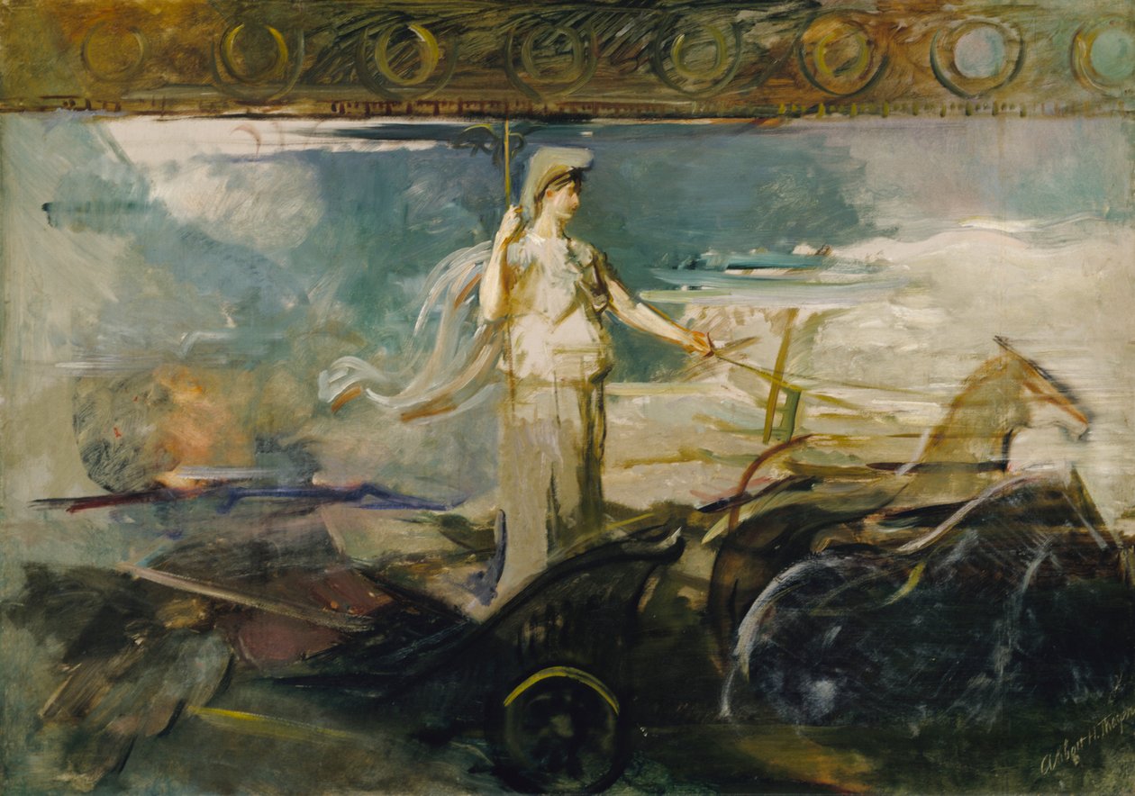Minerva em uma carruagem, c. 1894. de Abbott Handerson Thayer