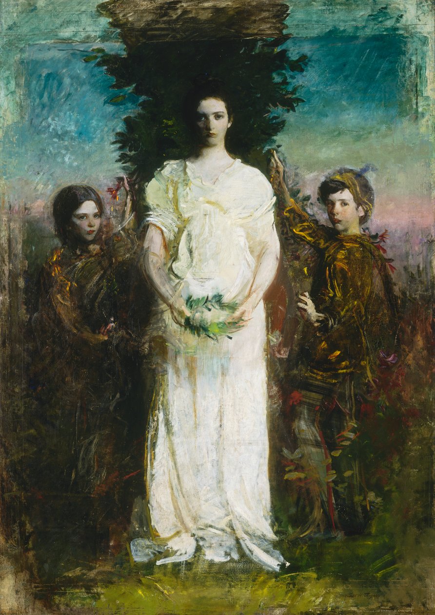 Meus filhos Mary, Gerald e Gladys Thayer, ca. 1897. de Abbott Handerson Thayer